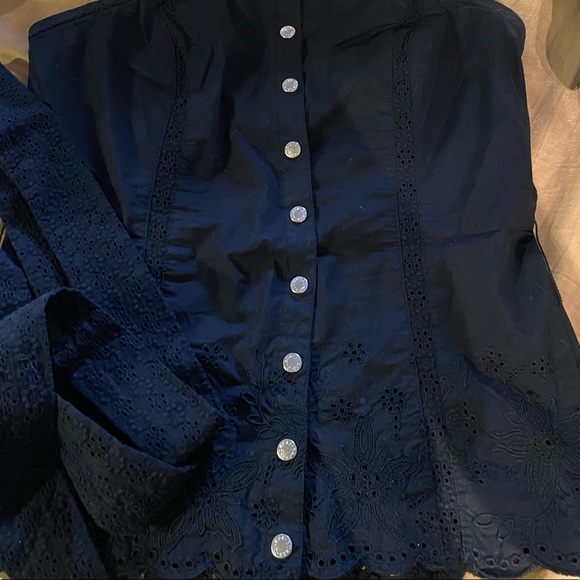 GUESS Strapless Eyelet Tube Top Black Lace Bustier Corset Sexy Blouse Women Cute - Picture 2 of 7